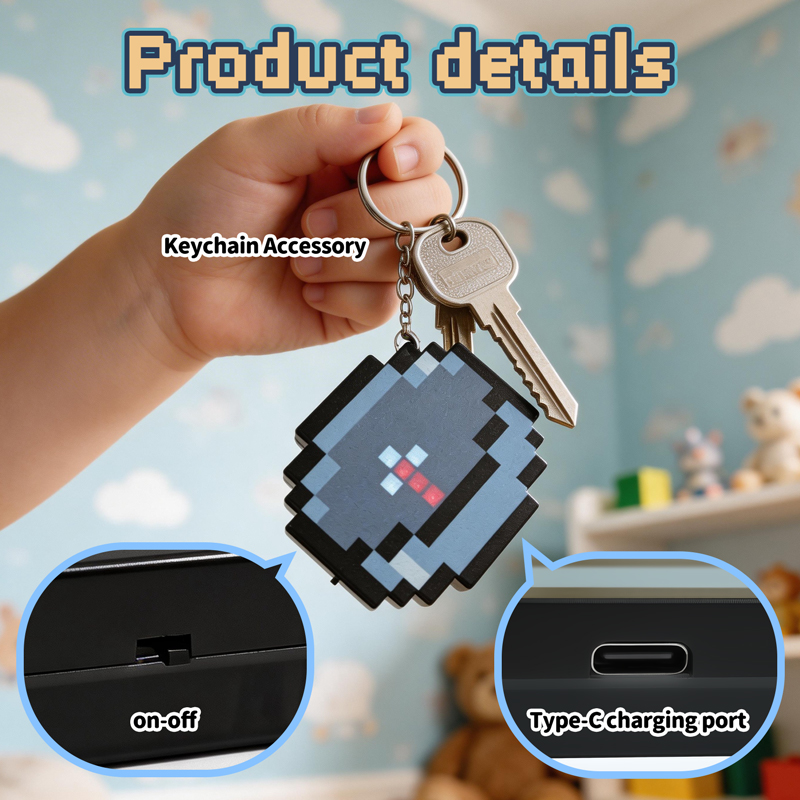 Retro Gaming Gifts - 2026 NEW Rechargeable Pixel Compass Keychain