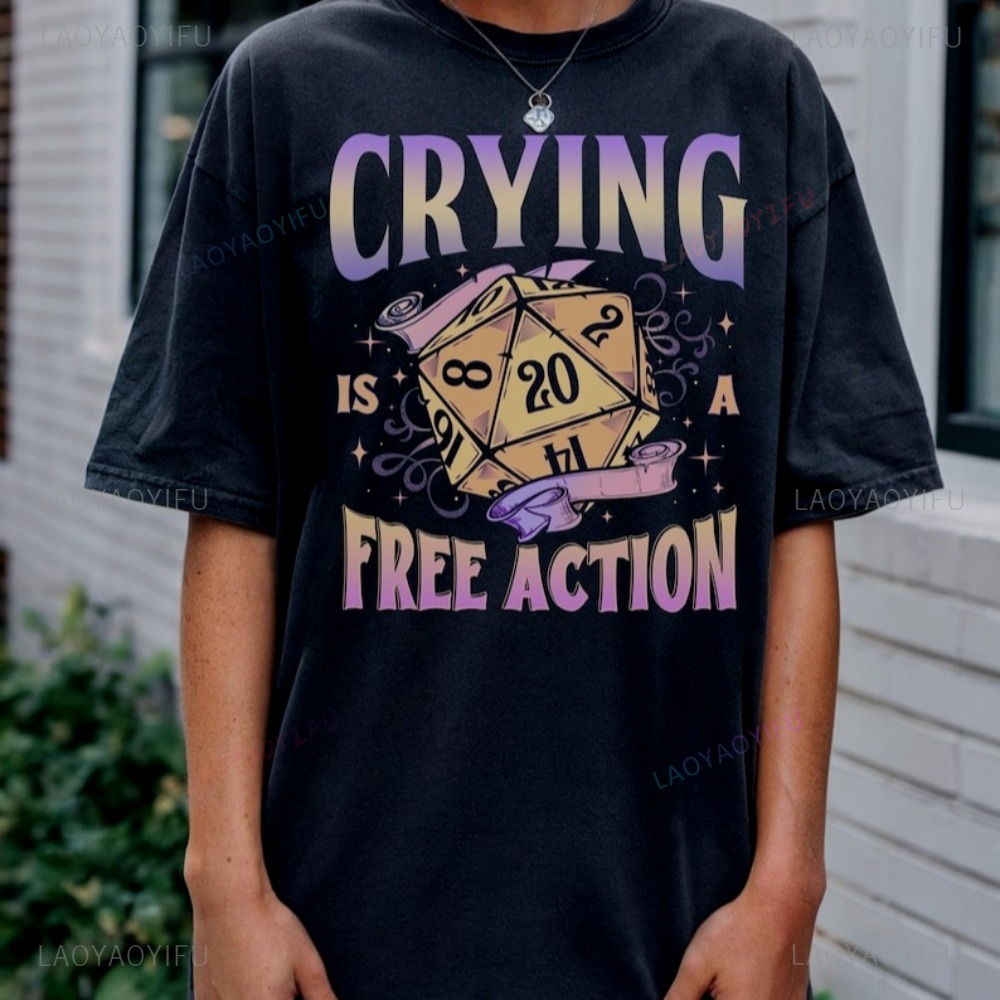 Funny DnD Crying Is A Free Act - Retro Gaming T Shirt 评论和价格