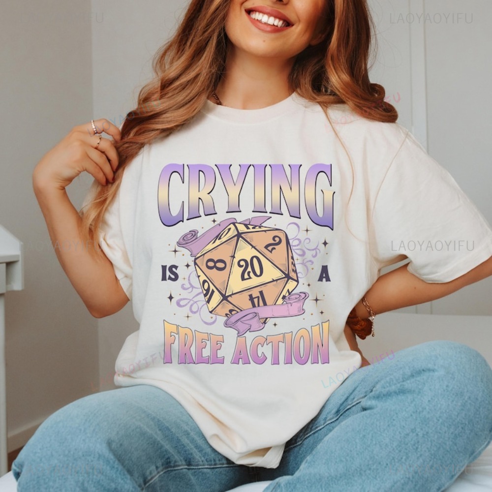 Funny DnD Crying Is A Free Act - Retro Gaming T Shirt 评论和价格