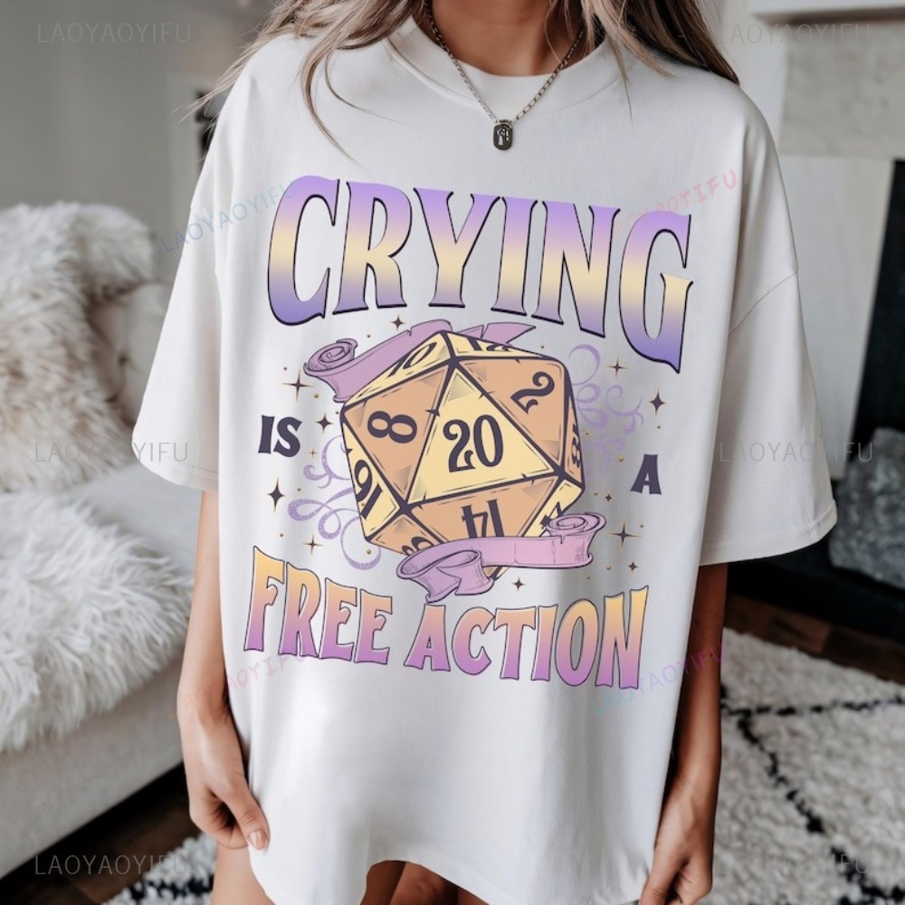 Funny DnD Crying Is A Free Act - Retro Gaming T Shirt 评论和价格