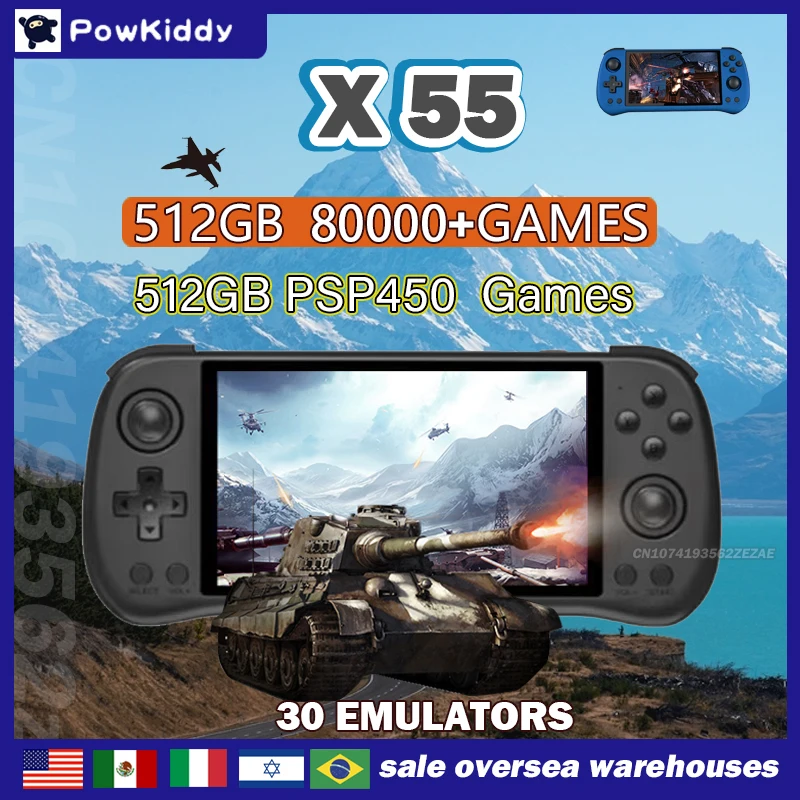 80000Games 512G POWKIDDY X55 5 - Retro Gaming Os 评论和价格