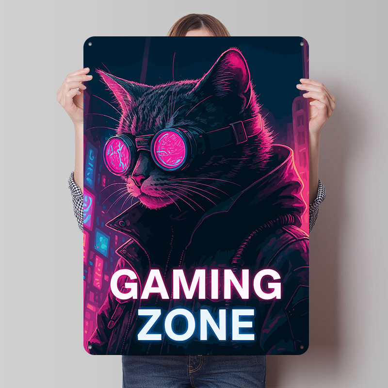 Cyberpunk Cat Gaming Zone Tin  - Retro Gaming Zone 评论和价格