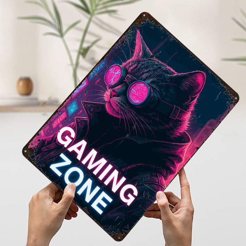 Cyberpunk Cat Gaming Zone Tin  - Retro Gaming Zone 评论和价格