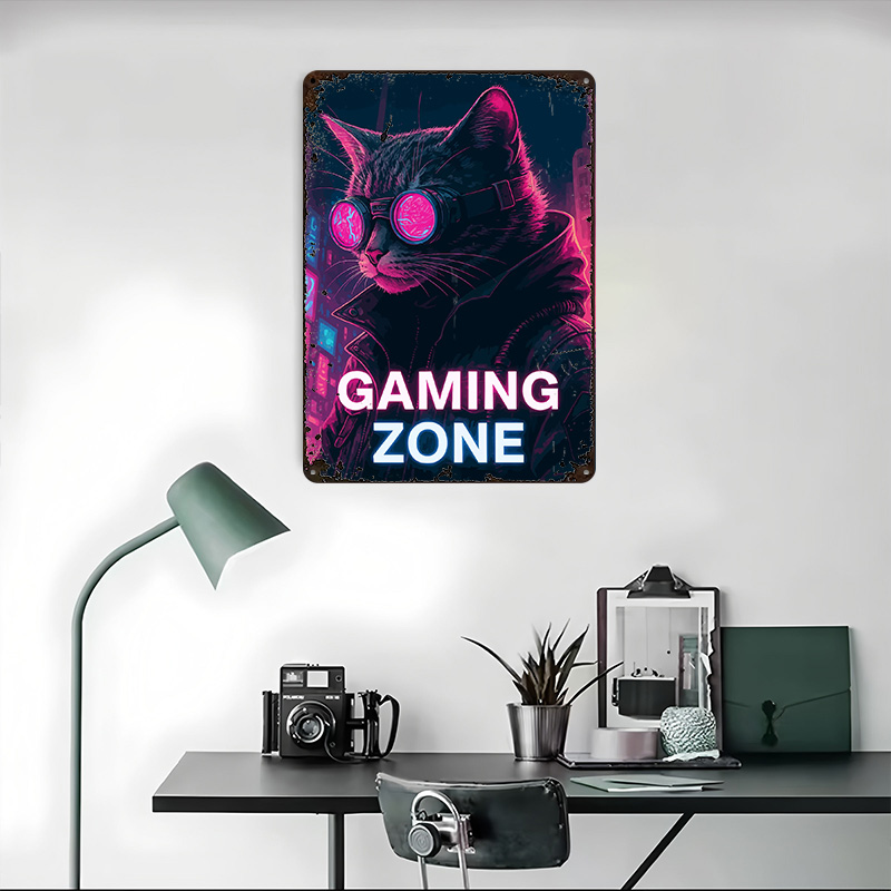 Cyberpunk Cat Gaming Zone Tin  - Retro Gaming Zone 评论和价格