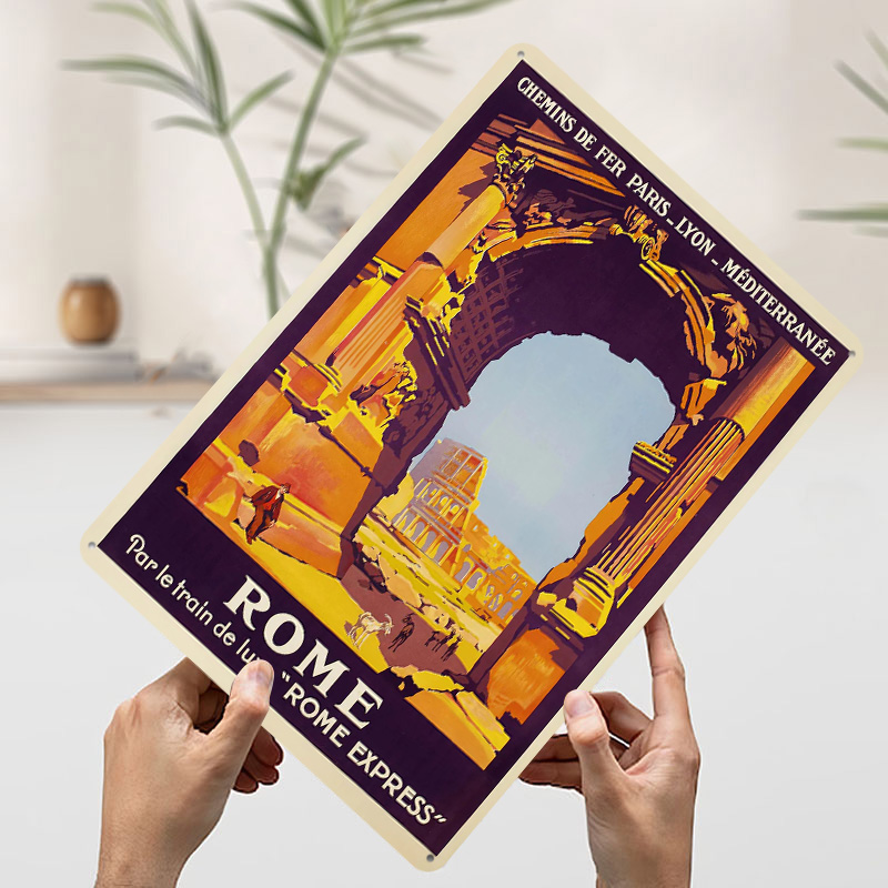 Rome Travel Tin Poster Customi - Retro Gaming Desk 评论和价格
